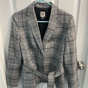 Anne Klein Gray Checkered Blazer